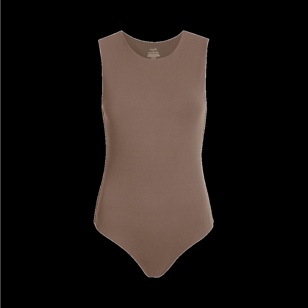 Nuuds | mocha ribbed crewneck tank bodysuit size S
